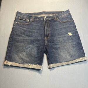 Calvin Klein Blue Jean Shorts with Frayed Hem for men.                    ordrA4